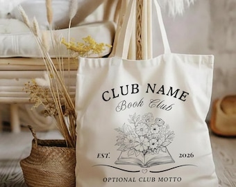 Personalized Book Club Tote Bag Custom Book Lover Gift Reading Tote for Bookworm Bookish Bag Fantasy Booktok Reader Gift Idea Booktrovert
