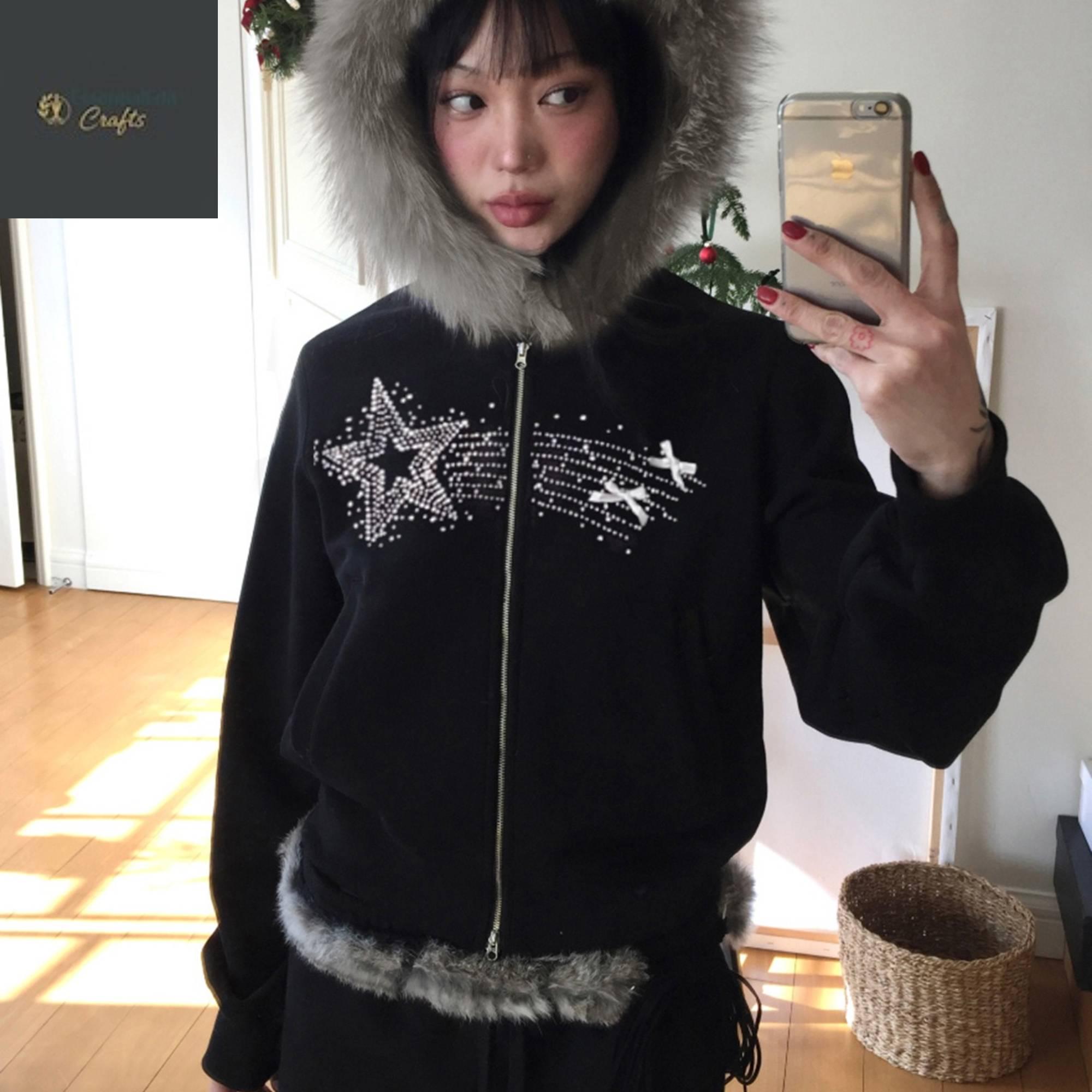 Y2k Fur Zip up Jacket - Etsy