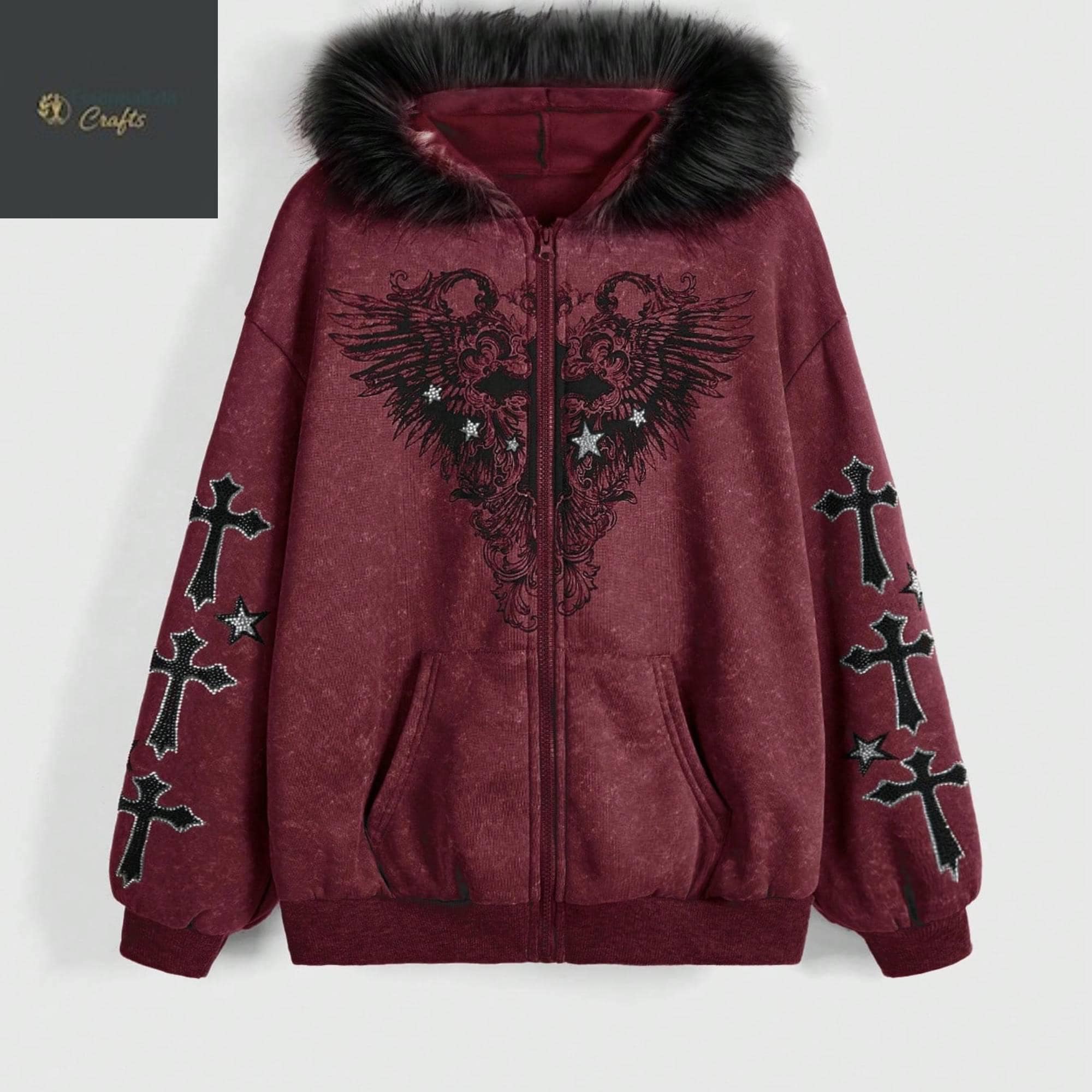 Y2k Gothic Cross Zip up Hoodie - Etsy