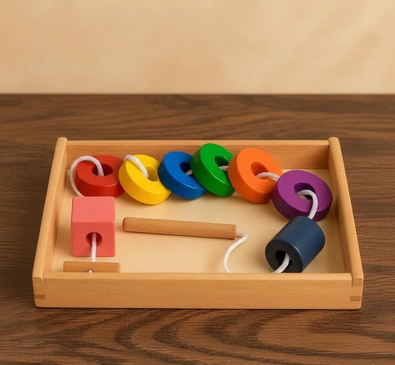 Juguete Montessori De Madera 3 En 1 – Clasificar Colores Y Formas – Cubo Con 16 Palitos, 16 Helados Y 10 Discos – Regalo Para 1-3 Años