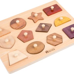 Montessori Wooden Shape Puzzle for Toddlers Geometric Peg Board Toy ...