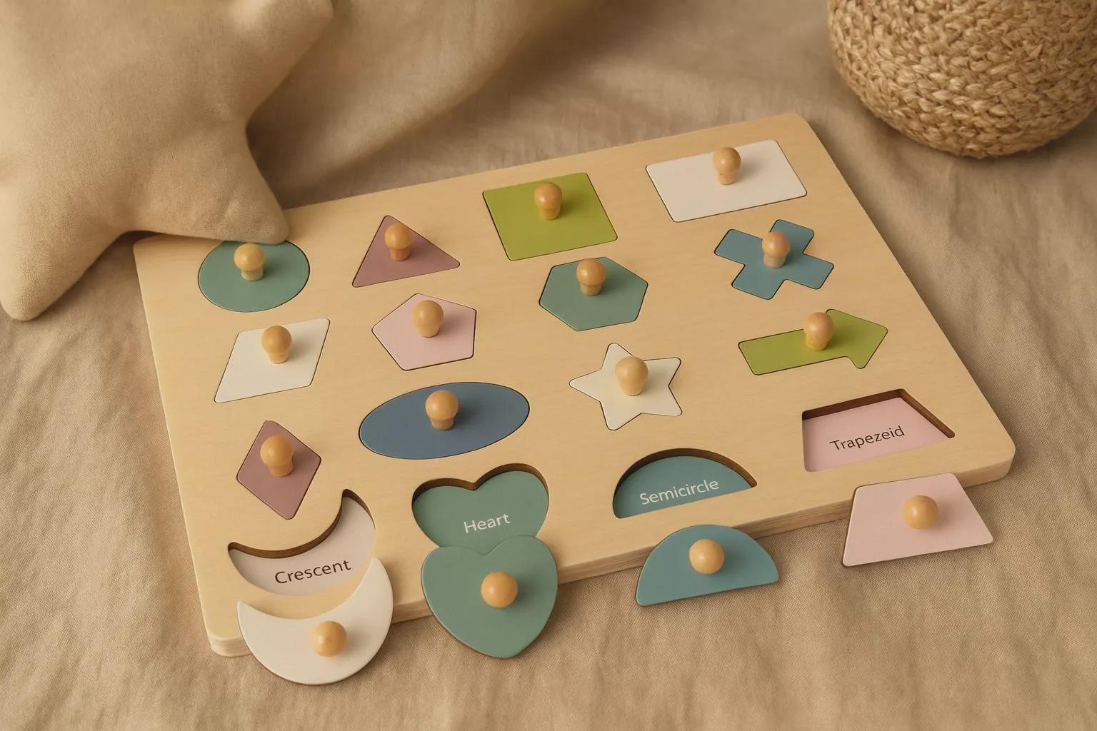 Montessori Wooden Shape Puzzle for Toddlers Geometric Peg Board Toy ...