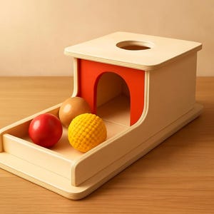 Montessori houten objectpermanentiedoos babyspeelgoed met ballen