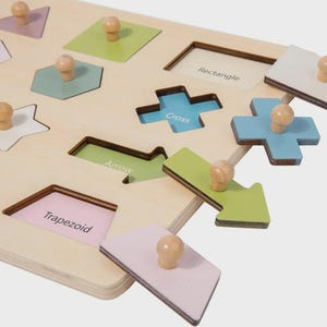 Montessori Wooden Shape Puzzle for Toddlers Geometric Peg Board Toy ...