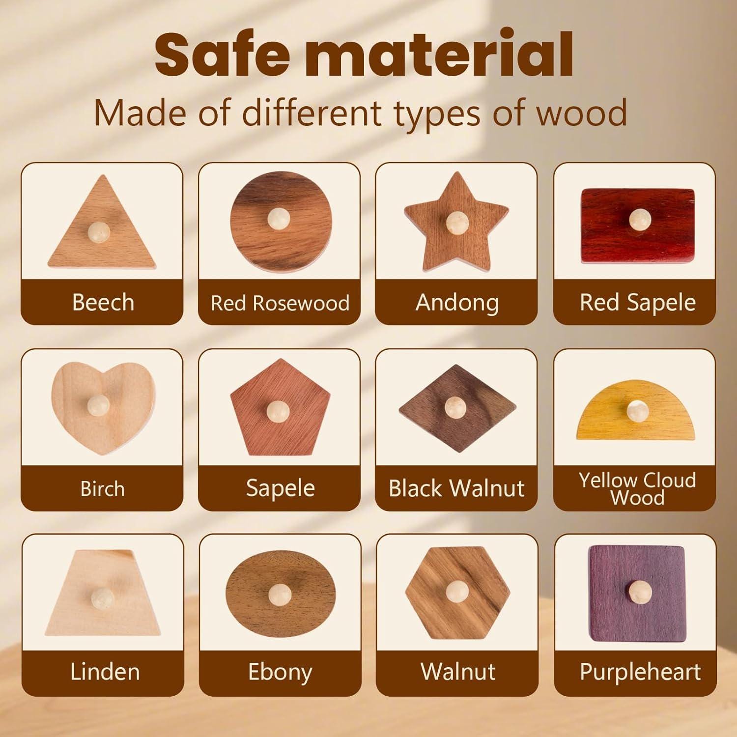 Montessori Wooden Shape Puzzle for Toddlers Geometric Peg Board Toy ...