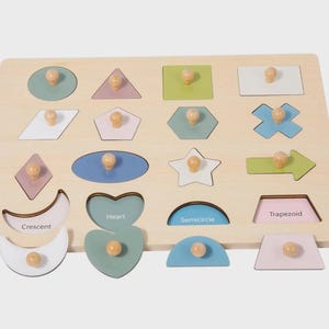 Montessori Wooden Shape Puzzle for Toddlers Geometric Peg Board Toy ...