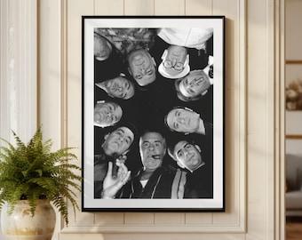 Vintage James Gandolfini familjecirkeltryck, Sopranos svartvit konstfotografi väggkonst, ikonisk TV-serieaffisch, filmskådespelare