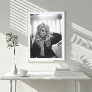 Vintagetryck av Brigitte Bardot, röktryck, svartvit väggkonstfotografi, modellmodedekor, lyxigt glamoursamhälle bild 5