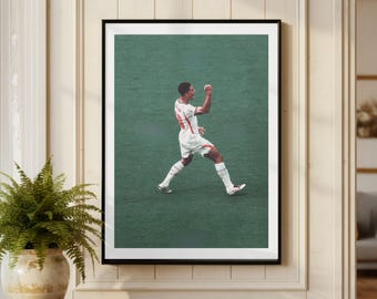 Póster de Jude Bellingham para la Copa del Mundo, lámina deportiva motivacional, arte mural de fútbol, decoración vintage de leyenda del deporte, fútbol en blanco y negro.