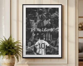 Póster de Lionel Messi, lámina deportiva motivacional, arte mural de fútbol, decoración vintage de leyenda del deporte, decoración enmarcada de fútbol en blanco y negro