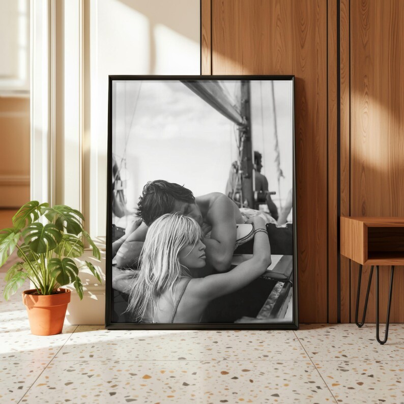 Vintage Brigitte Bardot Yacht Boot Druck, Schwarz Weiß Fine Art Fotografie Wand Kunst, Modell Mode-Dekor, Luxus Glamour Gesellschaft Bild 2