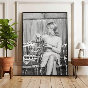 Vintage Brigitte Bardot Smoking Print, Black and White Fine Art Photography Wall Art, Model Fashion Decor, Luxury Glamour Society image 3