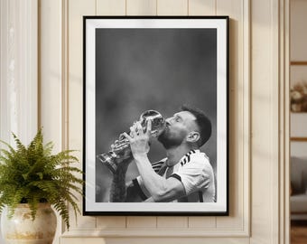 Póster de Lionel Messi, lámina deportiva motivacional, arte mural de fútbol, decoración vintage de leyenda del deporte, decoración enmarcada de fútbol en blanco y negro