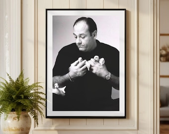 Vintage James Gandolfini Ankungar Tryck, Sopranos Svartvit Konstfotografi Väggkonst, Ikonisk TV-serieaffisch, Filmskådespelare