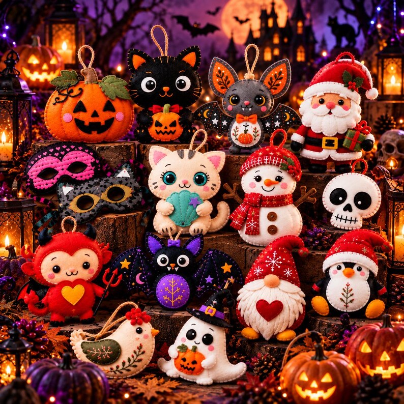 Instant Download Sewing Pattern 120+ Felt Sewing Pattern Bundle PDF, Christmas Halloween Ornaments ...