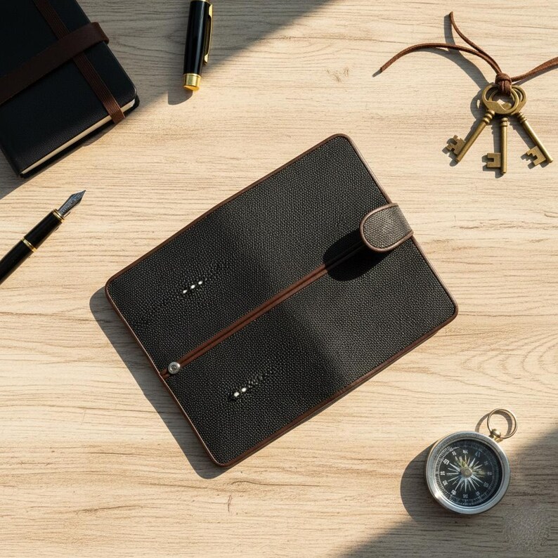 Genuine Python Snake Skin Key Holder Wallet - Exotic Leather Keychain image 2