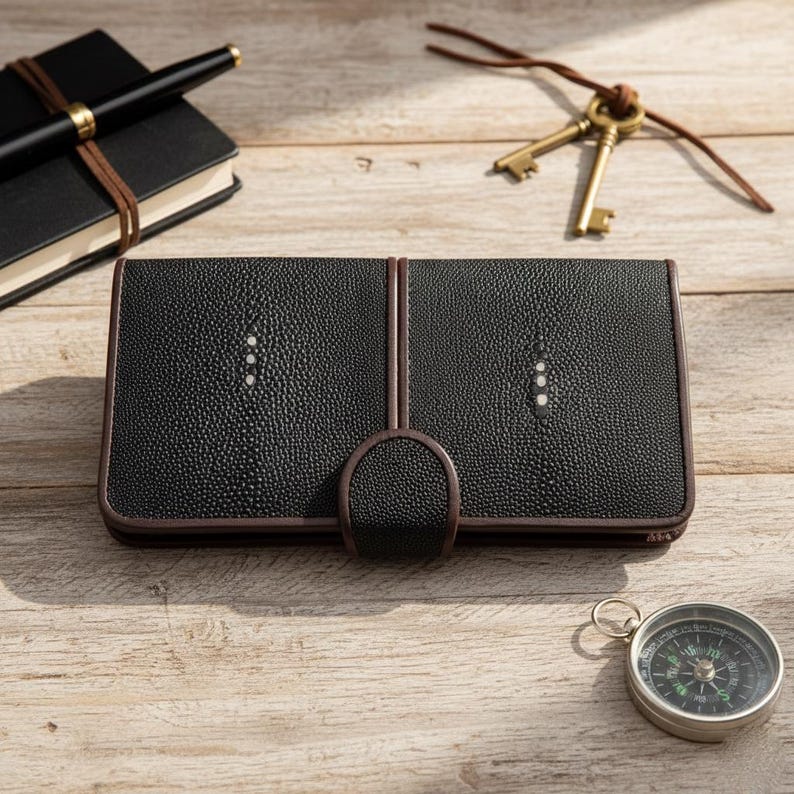 Genuine Python Snake Skin Key Holder Wallet - Exotic Leather Keychain image 1