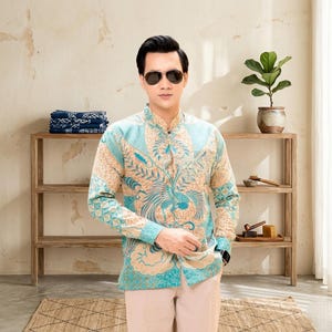 Traditional Javanese Formal Shirt with Full Lining Beige