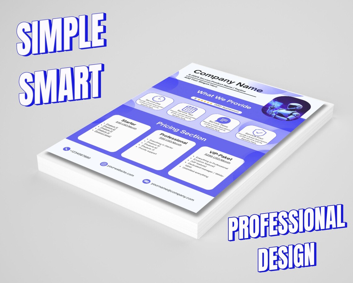 Minimal Onepager Template Canva Pitch Deck & Sales Page Etsy