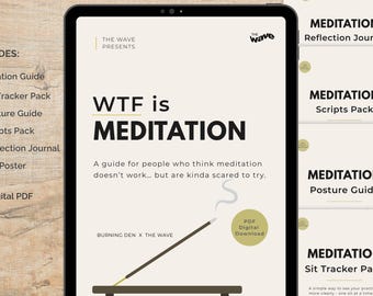 Meditation Bundle, Mindfulness Guide, Posture Workbook, Sit Tracker, Guided Scripts & Reflection Journal, Wellness Printable Digital PDF