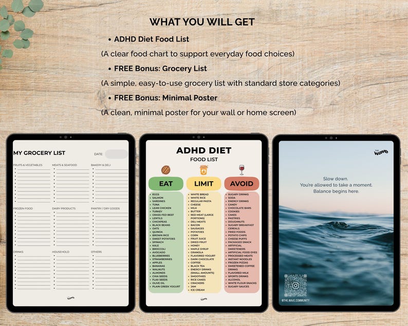 ADHD Diet Food List Printable, ADHD Food Chart Pdf, Food to Avoid List ...