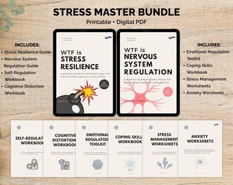 Stress Bundle, Self Care Bundle, Mental Health & Anxiety Worksheets, Coping Skills, Emotional and Self-Regulation, Stress Resilience Toolkit