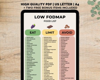 FODMAP Grocery List Printable, FODMAP Food List pdf, low fodmap food list, IBS Diet, Gut Foods, Gluten-Free Meal Plan, Instant Download