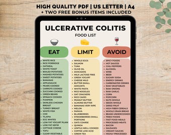 Ulcerative Colitis Grocery List Printable, Ulcerative Colitis Diet Food Chart PDF, Food to Avoid List, Ulcerative Colitis Foods
