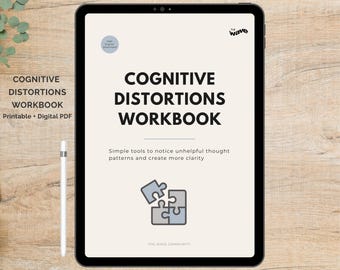 Cognitive Distortions Workbook, Printable Thought Pattern Worksheets | Mind Awareness, Clarity & Overthinking Toolkit, Mental Habits Tracker