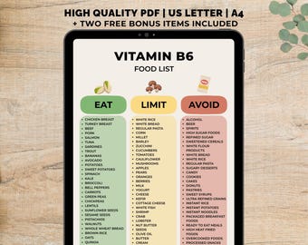 Elenco stampabile degli alimenti contenenti vitamina B6, alimenti ricchi di vitamina B, dieta a base di vitamine del gruppo B, tabella delle vitamine B6, fonti di vitamine, tabella di riferimento degli alimenti vitaminici