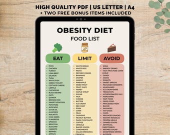 Obesitas boodschappenlijst afdrukbaar, gewichtsverlies dieet voedsellijst, gewichtsverlies-vriendelijke voedingsmiddelen, gewichtsverlies dieet grafiek direct downloaden