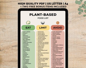 Lista de alimentos de origen vegetal imprimible, tabla de alimentos de origen vegetal, lista de compras de origen vegetal en PDF, dieta vegana imprimible, lista de alimentos de origen vegetal que se deben evitar