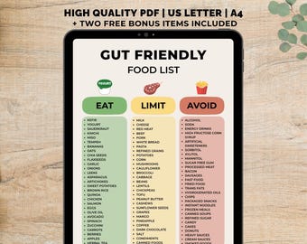 Gut Food List Printable, Gut Food Chart pdf, Gut Health Diet, Gut Foods, Gut Health Grocery list, Gut Friendly Foods, Instant Download