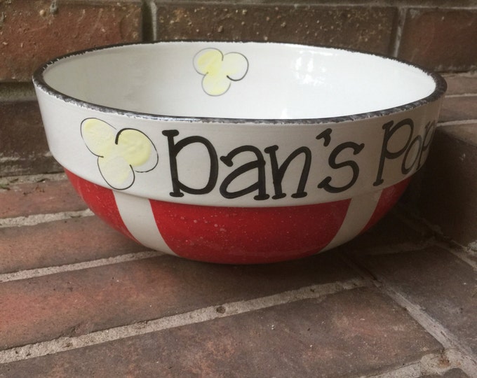 Personalized Large Ceramic Popcorn Bowl