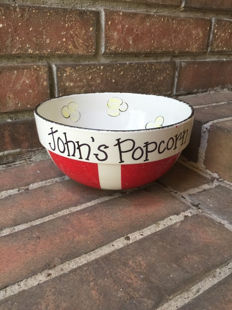 Personalized Round Ceramic Popcorn Bowl Etsy