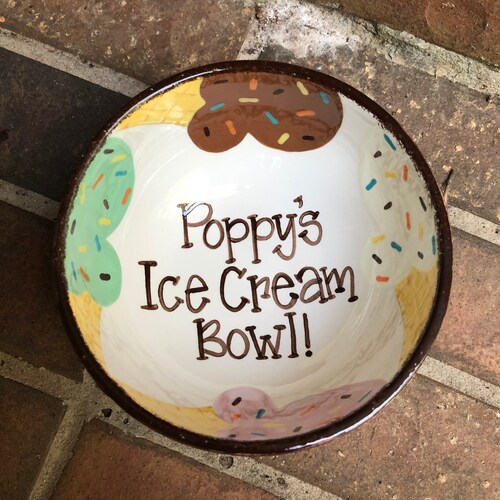 Personalized Ice Cream Ceramic Bowl Name on Ice Cream Bowl Etsy