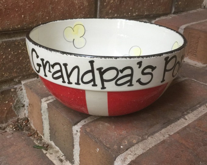 Personalized Round Ceramic Popcorn Bowl
