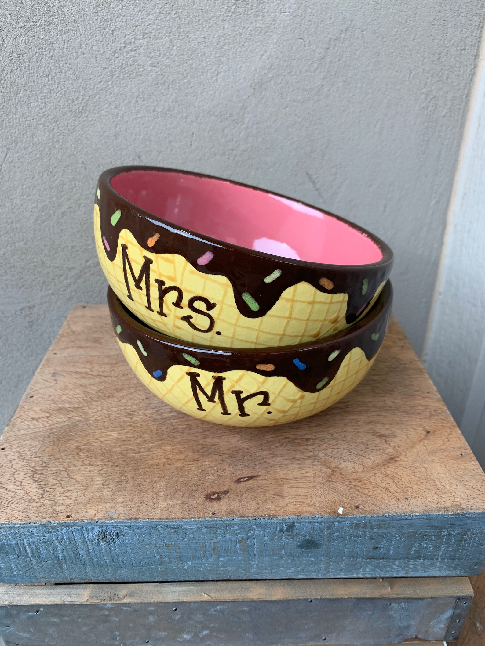 Personalized Ceramic Ice Cream Bowl Etsy