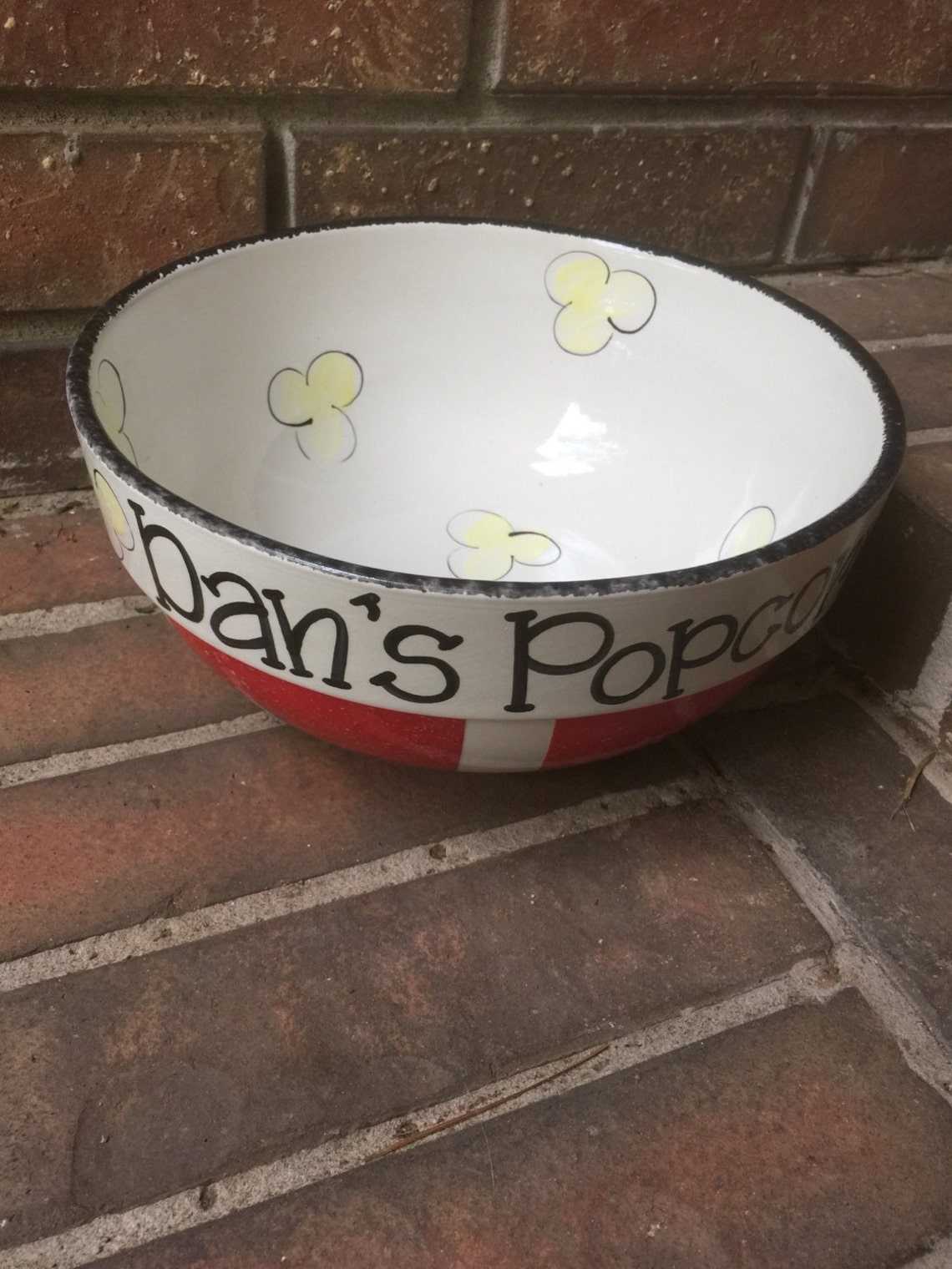 Personalized Large Ceramic Popcorn Bowl Etsy