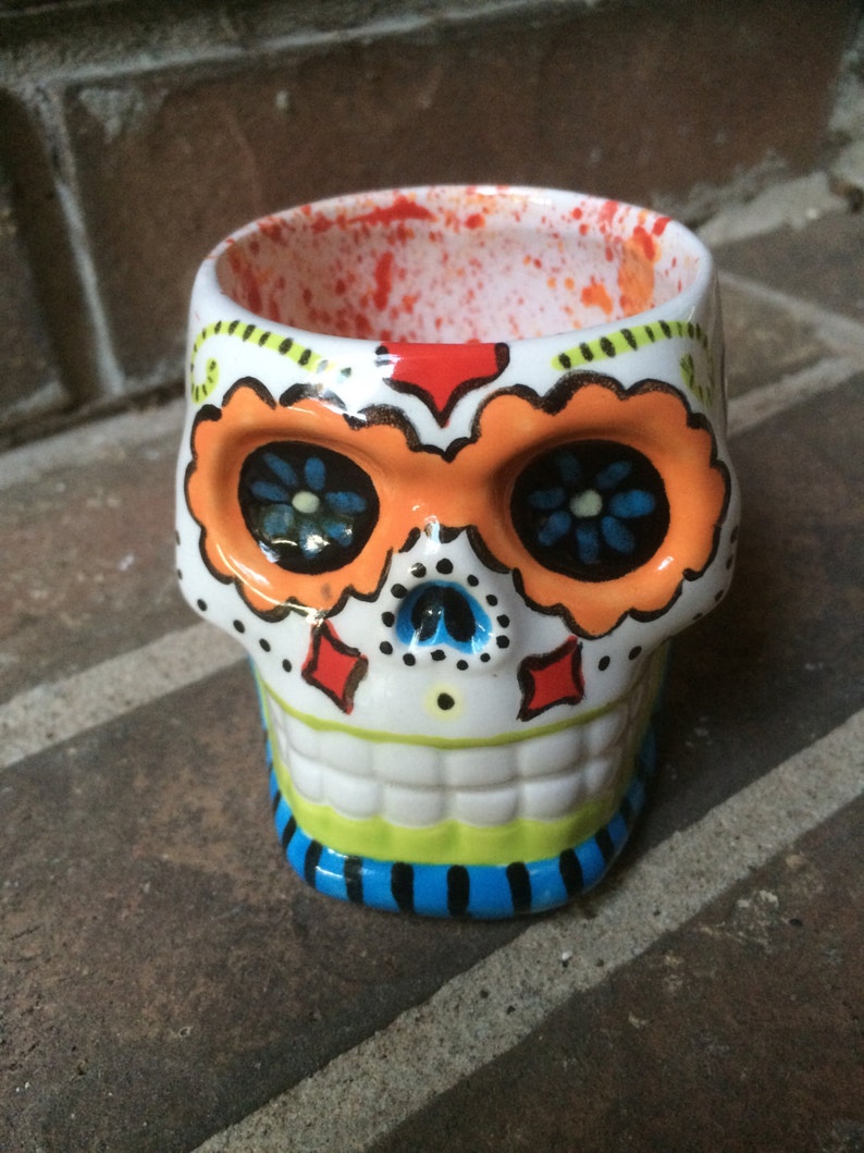 Ceramic Sugar Skull Planter / Shot Glass Etsy