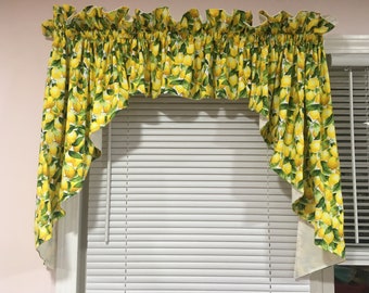 Lovely lemon curtains with white muslin lining