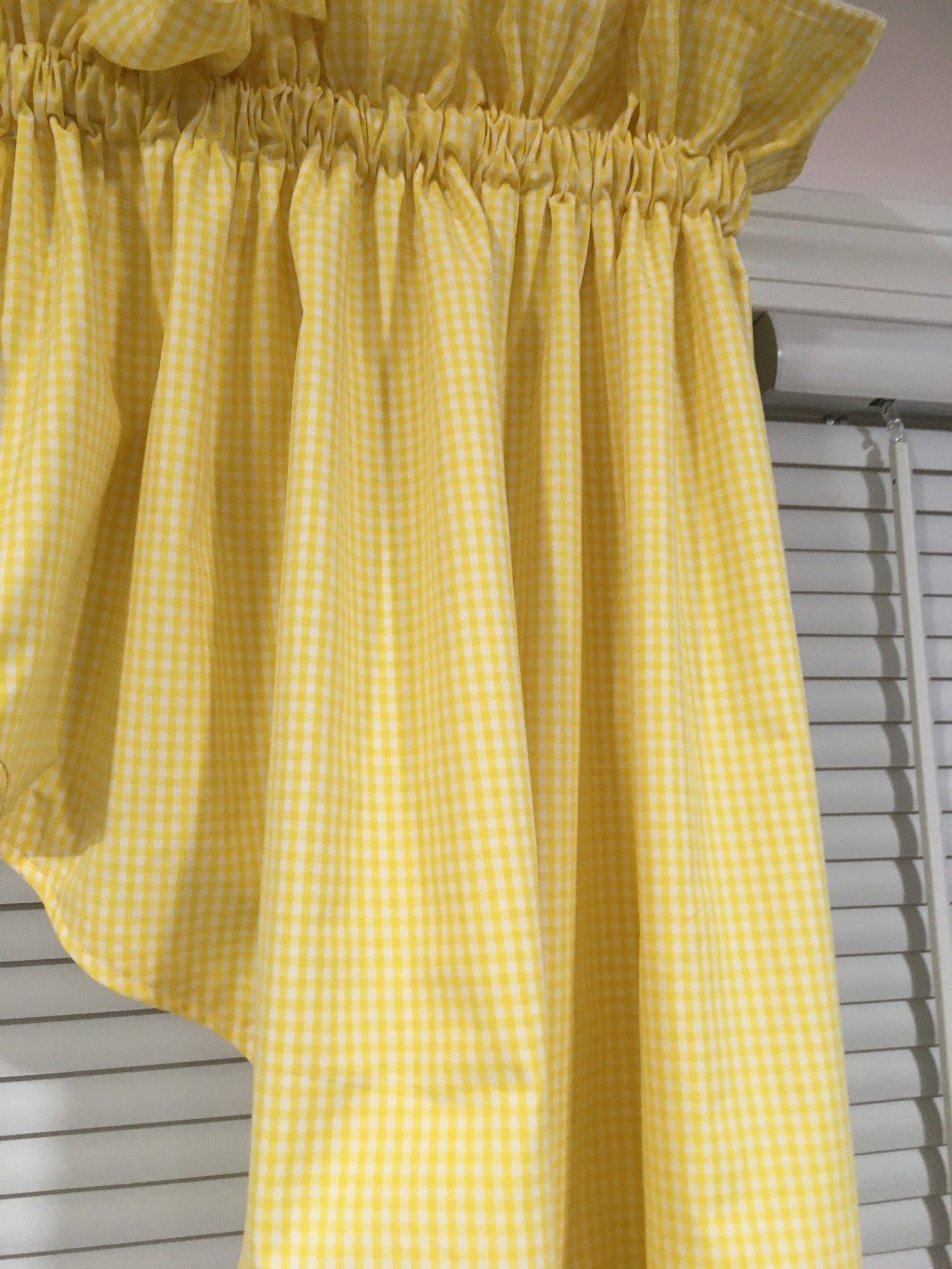 Swag/valance, Yellow Gingham, Lined Curtains - Etsy