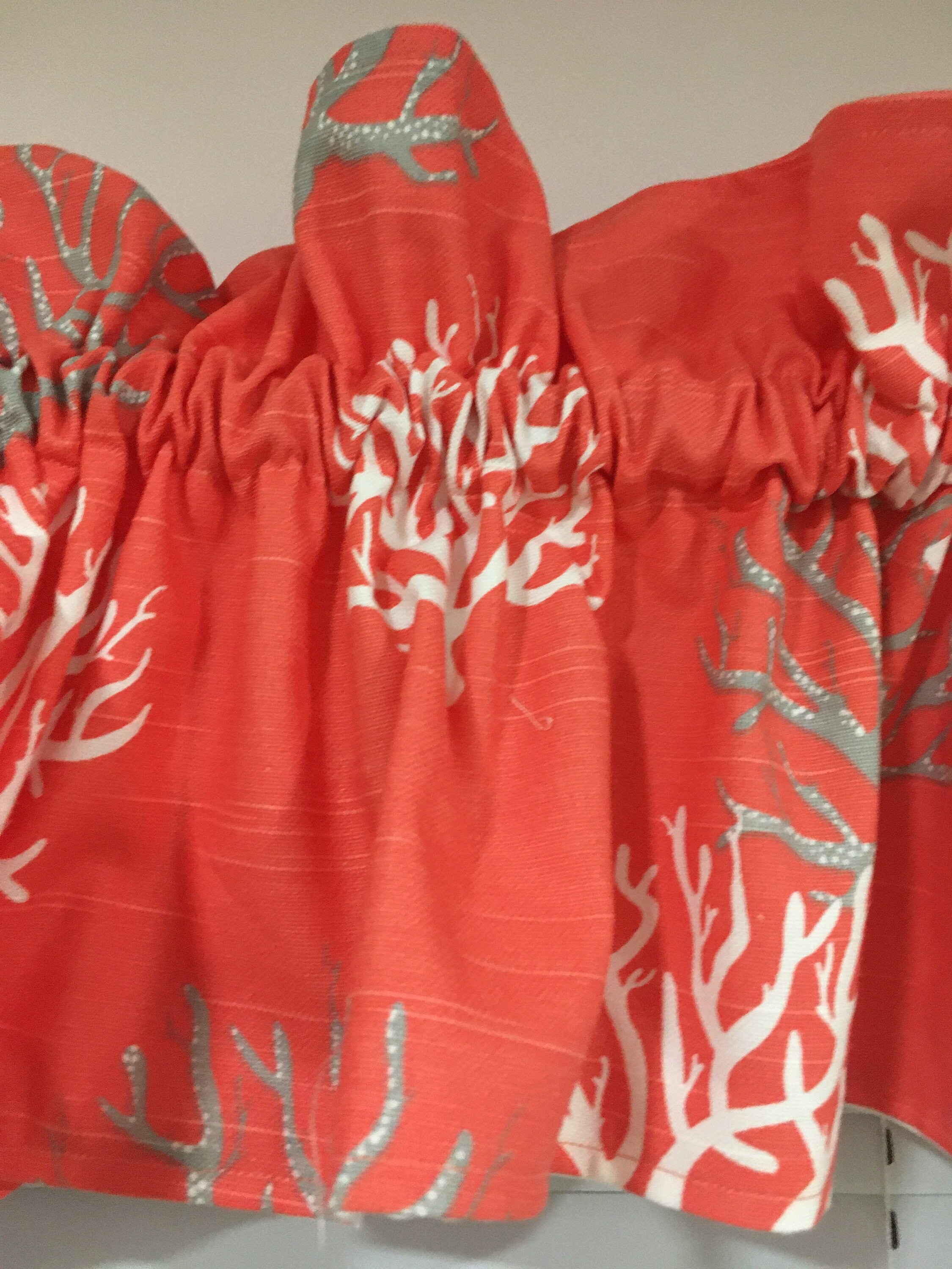 Curtains Coral Color Valance Coral Print on Coral Valance Etsy