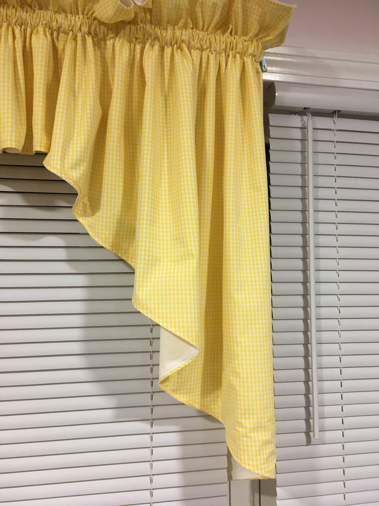 Swag/valance, Yellow Gingham, Lined Curtains - Etsy