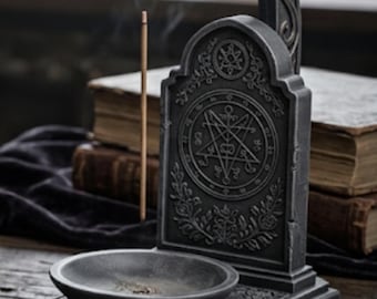 Gothic Headstone Incense Holder - Occult Altar Decor, Witchy Home Fragrance Stand, Unique Spooky Gift for Him/Her