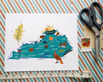 Kentucky Illustrated 8"x10" Map