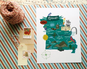 Missouri Illustrated 8"x10" Map