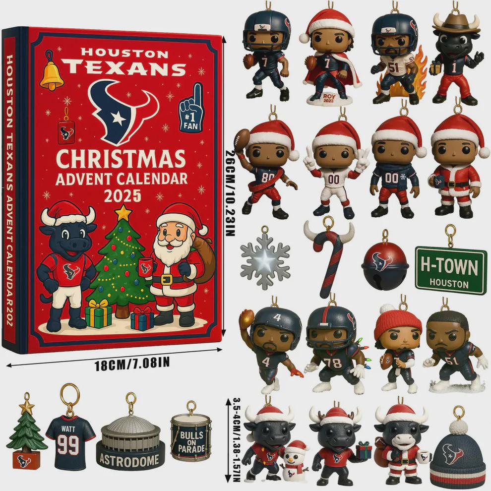 Discover Houston Texans Advent Calendar 2025, H-Town Christmas Countdown Gift, 24 Mini Collectible Ornaments football
