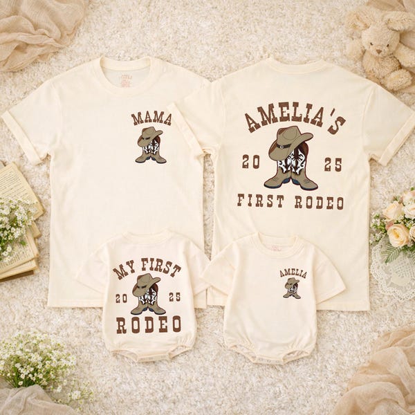 First Rodeo Birthday Party Matching Family Shirts, Comfort Colors Western 1st Rodeo Mama Daddy TShirts, Cowboy Cowgirl 1st Birthday Outfit