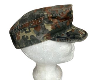 Used German Bundeswehr Flecktarn Winter Field Cap – Size Large (59) – Fleck Camo